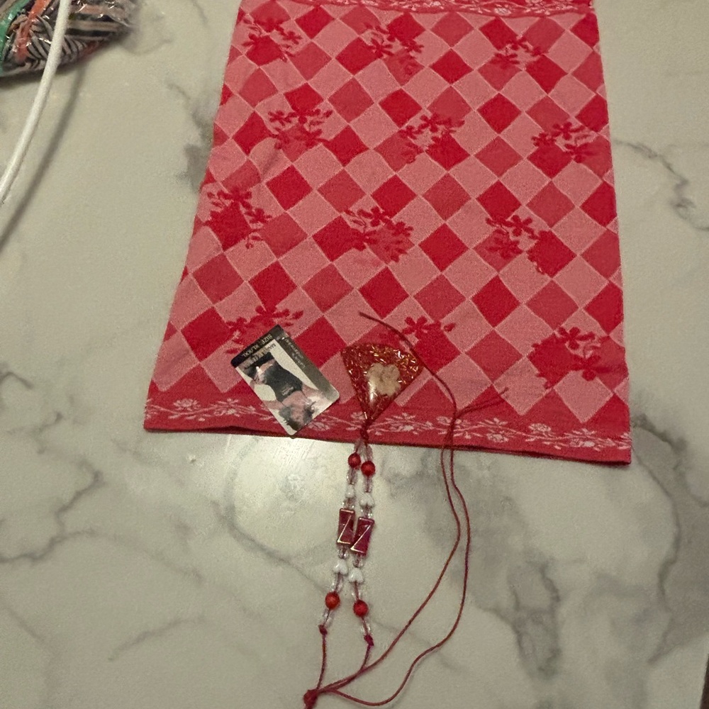 Red and Pink Argyle Patterned Bag